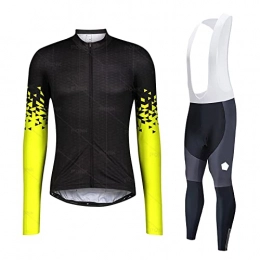 SUSUNY Clothing Winter Full Sleeve Polyester Cycling Clothing, Mens Warm Cycle Tops Mountain Bike Cycling Jerseys with 3D Padded Bib Trousers Pants Set (Color : B, Size : 3XL)