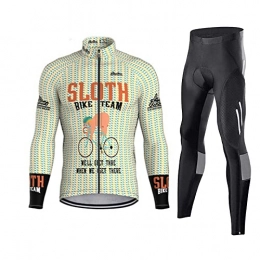 SUSUNY Clothing Winter Full Sleeve Polyester Cycling Jerseys Suits, Mens Warm Cycle Tops Mountain Bike Cycling Jerseys with 3D Padded Bib Trousers Pants Set (Color : C, Size : S)