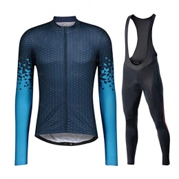 SUSUNY Clothing Winter Full Sleeve Polyester Cycling Suits, Mens Warm Cycle Tops Mountain Bike Cycling Jerseys with 3D Padded Bib Trousers Pants Set (Color : A, Size : S)