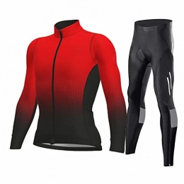 SUSUNY Clothing Winter Thermal Polyester Cycling Suits, Mens Full Sleeve Warm Cycle Tops Mountain Bike Cycling Jerseys with 3D Padded Bib Trousers Pants Set (Color : C, Size : 3XL)