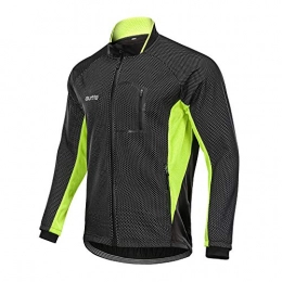 LINGKY Clothing Winter Windproof Cycling Jacket, Men Cycling Jackets for Men MTB Mountain Bike Jacket Visible Reflective Fleece Warm Jacket (4XL, Green)