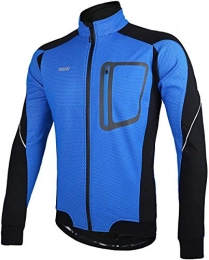 LINGKY Clothing Winter Windproof Cycling Jacket, Men Cycling Jackets for Men MTB Mountain Bike Jacket Visible Reflective Fleece Warm Jacket (Blue, M)