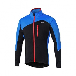 LINGKY Clothing Winter Windproof Cycling Jacket, Men Cycling Jackets for Men MTB Mountain Bike Jacket Visible Reflective Fleece Warm Jacket (Blue, XL)