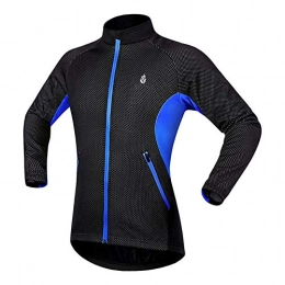 LINGKY Clothing Winter Windproof Cycling Jacket, Men Cycling Jackets for Men MTB Mountain Bike Jacket Visible Reflective Fleece Warm Jacket (Blue, XXL)