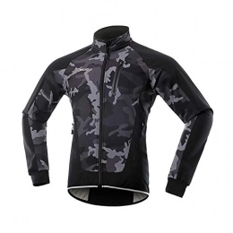 LINGKY Clothing Winter Windproof Cycling Jacket, Men Cycling Jackets for Men MTB Mountain Bike Jacket Visible Reflective Fleece Warm Jacket (Camouflage, M)