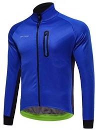 LINGKY Clothing Winter Windproof Cycling Jacket, Men Cycling Jackets for Men MTB Mountain Bike Jacket Visible Reflective Fleece Warm Jacket (Dark Blue, S)