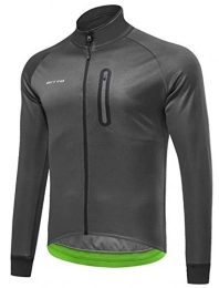 LINGKY Clothing Winter Windproof Cycling Jacket, Men Cycling Jackets for Men MTB Mountain Bike Jacket Visible Reflective Fleece Warm Jacket (Gray, M)