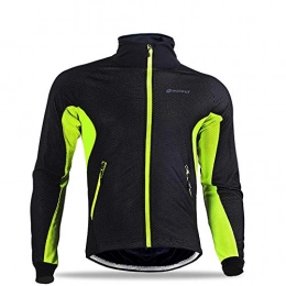 LINGKY Clothing Winter Windproof Cycling Jacket, Men Cycling Jackets for Men MTB Mountain Bike Jacket Visible Reflective Fleece Warm Jacket (Green, XL)