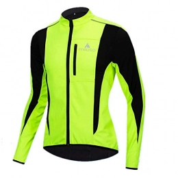 LINGKY Clothing Winter Windproof Cycling Jacket, Men Cycling Jackets for Men MTB Mountain Bike Jacket Visible Reflective Fleece Warm Jacket (Green, XXL)