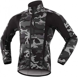 LINGKY Clothing Winter Windproof Cycling Jacket, Men Cycling Jackets for Men MTB Mountain Bike Jacket Visible Reflective Fleece Warm Jacket (L, Camouflage)