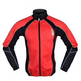 LINGKY Clothing Winter Windproof Cycling Jacket, Men Cycling Jackets for Men MTB Mountain Bike Jacket Visible Reflective Fleece Warm Jacket (Red 2, M)