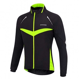 LINGKY Clothing Winter Windproof Cycling Jacket, Men Cycling Jackets for Men MTB Mountain Bike Jacket Visible Reflective Fleece Warm Jacket (S, Green)