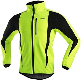 LINGKY Clothing Winter Windproof Cycling Jacket, Men Cycling Jackets for Men MTB Mountain Bike Jacket Visible Reflective Fleece Warm Jacket (XXL, Green)