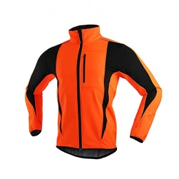 WJS Clothing WJS Cycling Jacket For Men, Men's Thermal Fleece Cycling Jacket, Bike Jacket, Running Jacket Biking Windbreaker Sports Mountain Bike MTB Road Bike Cycling Clothing(Size:x-large, Color:orange)