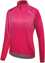 HHY Clothing Women's Fleece Cycling Jacket Waterproof Windproof Reflective Heated Jacket, Long Sleeve Lightweight Breathable Winter Mountain Bike Jacket, Robust Softshell Outdoor Jacket, Pink, S