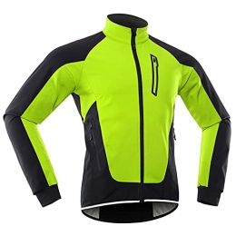 Pateacd Clothing Women's Winter Thermal MTB Cycling Jacket, Windproof Waterproof Breathable Running Jacket, Reflective High Visibility Fleece Bike Coat for Mountain Bike Riding Hiking, Green, M