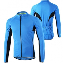 WWAIHY Clothing WWAIHY Long Sleeve Cycling Jersey For Men, Waterproof Windproof Breathable Unisex Long Sleeve Bike Jacket, Mountain Road Bike Outerwear Outdoor Sportswear, for Running Walking (Size:M, Color:Blue)