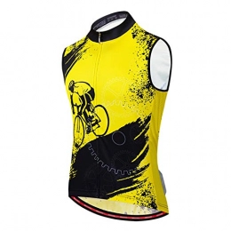 WWAIHY Clothing WWAIHY Men's Cycling Gilets, Summer Bike Jacket MTB Bicycle Vest Sleeveless Shirt Jersey Mountain Biking Running Shirts, Quick-Dry Breathable Outdoor Men Reflective Vest(Size:XXXL, Color:Yellow)