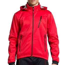 WWAIHY Clothing WWAIHY MTB Cycling Jacket Bike Jersey with Pockets, Men coat warm Winter, Long Sleeve Cycling tops Hoodies, Windbreaker Breathable Full Zipper Bicycle Shirts(Size:2XL, Color:red)