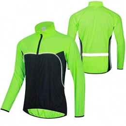 WWAIHY Clothing WWAIHY Reflective Cycling Jacket Men, Windproof Waterproof Breathable Long Sleeve Bike Jacket, Mountain Road Bicycle Coat, for Outdoors Running Walking Of Running Jacket(Size:XXL, Color:Black)