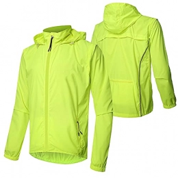 WWAIHY Clothing WWAIHY Waterproof Cycling Jacket Men, Windproof Breathable Unisex Long Sleeve Bicycle Coat, Mountain Road Bike Jacket, for Outdoors Running Walking Of Bike Outerwear(Size:S, Color:Fluorescent green)