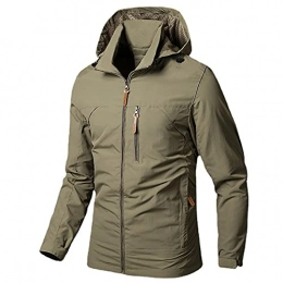 XVBVS Clothing XVBVS Men's Waterproof Sports Jacket Hooded Softshell Rain Coat Water-Resistant Mountain Multi-Pockets Windbreaker for Cycling Hiking Camping (M, Khaki)