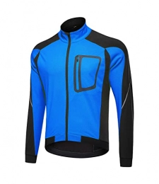 XXXZZL Men's Cycling Jacket Winter Thermal Fleece Softshell MTB Bike Outwear Running Mountain Biking Breathable Reflective Coat,Blue,4XL