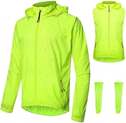 XXXZZL Clothing XXXZZL Men's Cycling Running Jacket, Waterproof Lightweight Breathable Tops Detachable Windbreaker Windproof Bike Jacket - Windproof Coat for Running, Riding, Mountain Bike Racing, Yellow, XL