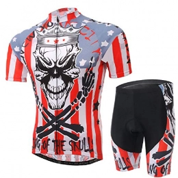 YGBH Clothing YGBH Men's Skull Cycling Jersey Suit Sportswear Breathable Wicking Short Sleeve MTB 3D Gel Pad for Outdoor Cycling Shorts, XXL
