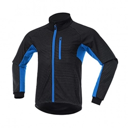 YODZ Clothing YODZ Unisex Cycling Full Zipper Jacket, Running Mountain Biking Breathable Windproof Waterproof Reflective Softshell Long Sleeve, for Cycling Riding Running, Blue, S