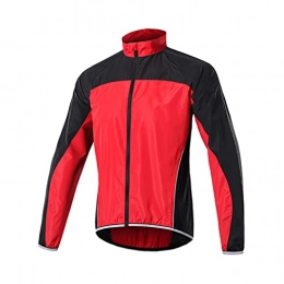 YODZ Clothing YODZ Unisex Cycling Full Zipper Jacket, Windproof Waterproof Cycling Jacket High Visibility Reflective Softshell Running Mountain Biking Breathable Coat, Red, M