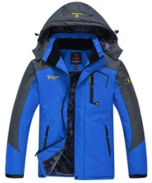 YSENTO Men's Waterproof Mountain Jacket Windproof Outdoor Multi Pockets Winter Coats(Blue,XL)