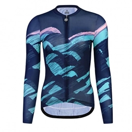 ZQD Clothing ZQD Women's Cycling Jersey Long sleeve Mountain Biking Shirts Bike Clothing Bicycle Jacket with Pockets Breathable (Color : Blue, Size : 3XL)