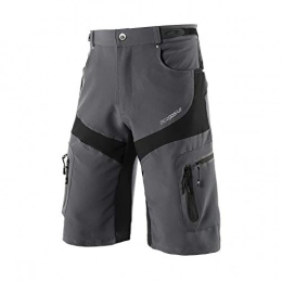 BERGRISAR Men's Cycling Shorts MTB Mountain Bike Bicycle Shorts Zipper Pockets 1806BG Grey Size Small