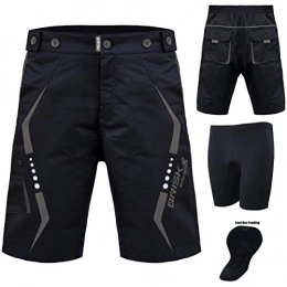 Brisk Bike Mountain Bike Short Brisk MTB shorts, Coolamax Padded, detachable Inner Lining, Free Style Adult Size (Black Grey, Large)
