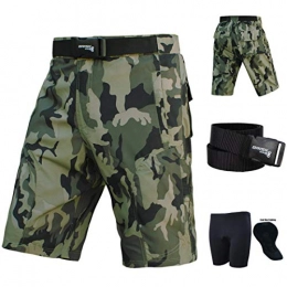 Brisk Bike Clothing Brisk MTB shorts, Coolamax Padded, detachable Inner Lining, Free Style Adult Size (Camo Brown Black, S)