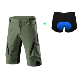 Capplue Clothing Capplue Casual Outdoor Cycling Shorts Set MTB Biking Shorts Loose Padded Cycling Shorts 4D Coolmax Bicycle Padded Underwear Shorts Army Green XL