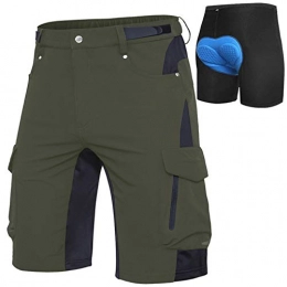 Cycorld Clothing Cycorld Men's-MTB-Shorts-Mountain-Bike-Shorts Loose Fit Baggy Cycling Shorts with Removable Padding Liner (Green with Pad, 3XL)
