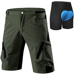 Cycorld Mountain Bike Short Cycorld MTB Shorts Mens Mountainbike Shorts Baggy Bike Shorts for Men (Green with Pad, L)