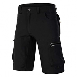 DaiHan Men Baggy Cycling Cargo Shorts Quick Dry Breathable Loose-Fit Outdoor Sports MTB Cycling Running Mountain Bike Half Pants Full Black 4XL
