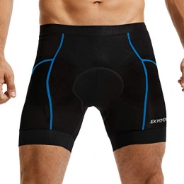 Ekmoment Men's Cycling Underwear Shorts 4D Padded Bicycle Bike MTB Liner Shorts with Anti-Slip Leg Grips - Blue - XL