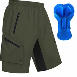 EZRUN Clothing EZRUN Men's Mountain Bike Shorts Loose Fit Cycling Shorts 3D Padded MTB Bike Shorts Water Ressistant(Green, L)
