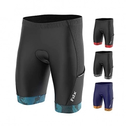FDX Clothing FDX Cycling Shorts Men's - 3D Anti-Bac Padded All Day Bike Shorts with Powerband Leg Grippers, Side Pockets - Breathable, Quick Dry, Anti-Slip Hi-Viz Bicycle Tights, Biking Half Pants (Blue - 3XL)