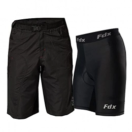 FDX Clothing Fdx MTB Cycling Shorts Men's - Lightweight, Breathable Mountain Bike Drifter Shorts with Removable Inner Padding Liner, Zipper Pockets, Hook-n-Loop Leg Grippers - Loose Fit Bicycle Training, Running