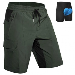Hiauspor Clothing Hiauspor Mens Mountain Bike Shorts Padded MTB Shorts Lightweight Bicycle Cycling Shorts Loose-fit - green - Small