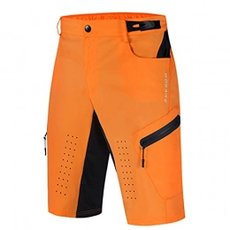 LIRONGXILY Mountain Bike Short LIRONGXILY MTB Shorts Men Bicycle Shorts Cycling Shorts no Padded Breathable Quick Dry Mountain Bike Baggy Shorts for Outdoor Cycling Running Gym Training (Color : Orange, Size : F(XXXL))