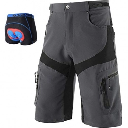 LXZH Clothing LXZH Cycling Shorts Men Padded 5D Gel, Cycling Short MTB Mountain Road Bike Sport Shorts Bicycle Pants Underwear Breathable and Quick-drying, Gray, L