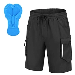 VAYAGER Clothing Men's 3D Padded Mountain Bike Shorts - Cycling Shorts Loose-fit MTB Shorts Quick Drying Lightweight Bicycle Shorts, Black, Large