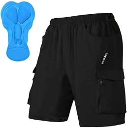 VAYAGER Clothing Men's Mountain Bike Shorts 3D Padded Bicycle MTB Shorts Loose-fit Lightweight MTB Cycling Shorts (All Black, Large)