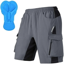 VAYAGER Clothing Men's Mountain Bike Shorts 3D Padded Bicycle MTB Shorts Loose-fit Lightweight MTB Cycling Shorts (Grey, Medium)